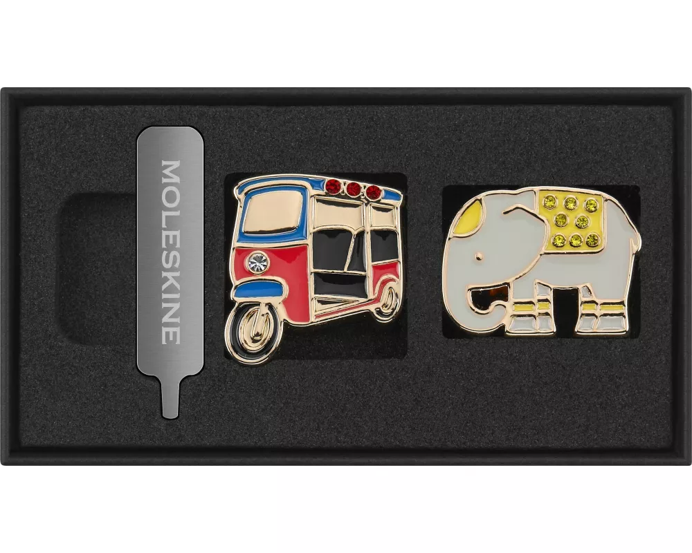 Moleskine Country Pins Thailand (2er-Set), Tuk-Tuk+ Elefant