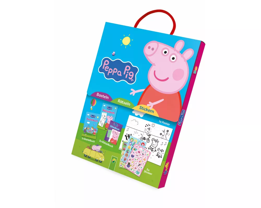 Peppa Pig Spaß-Set I Basteln - Rätseln - Stickern