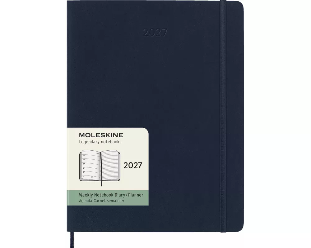 Moleskine 12 Monate Tageskalender 2027, XL, 1 Tag = 1 Seite, rechts linierte Seite, Weicher Einband, Saphir