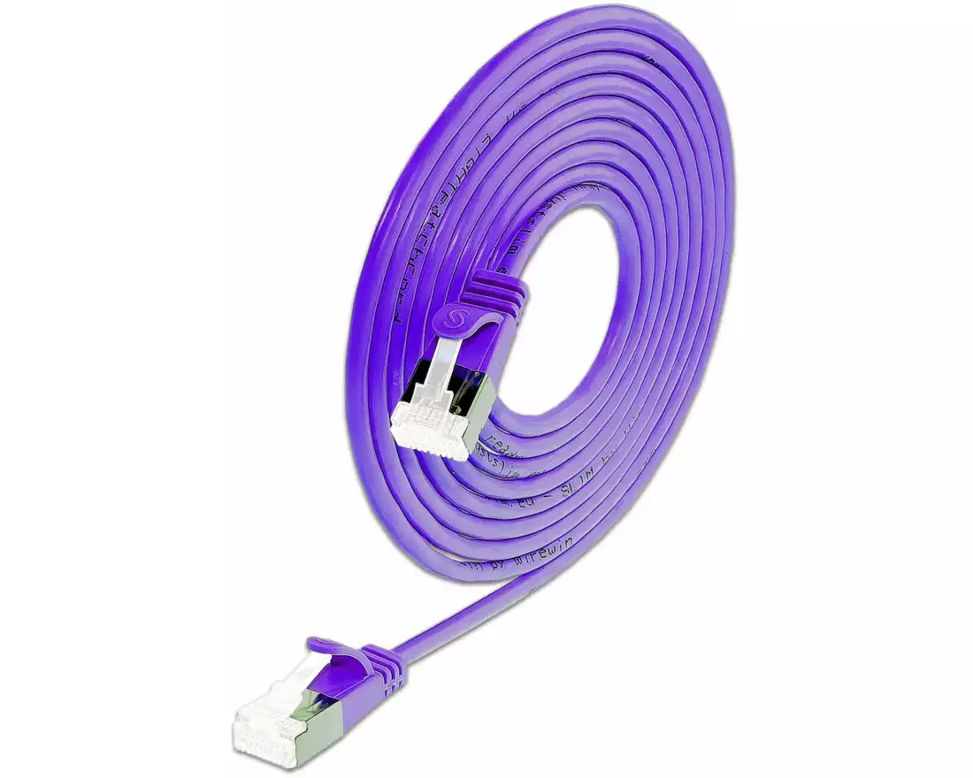 SLIM Slimpatchkabel RJ-45 - RJ-45, Cat 6A, U/FTP, 0.5 m, Violett
