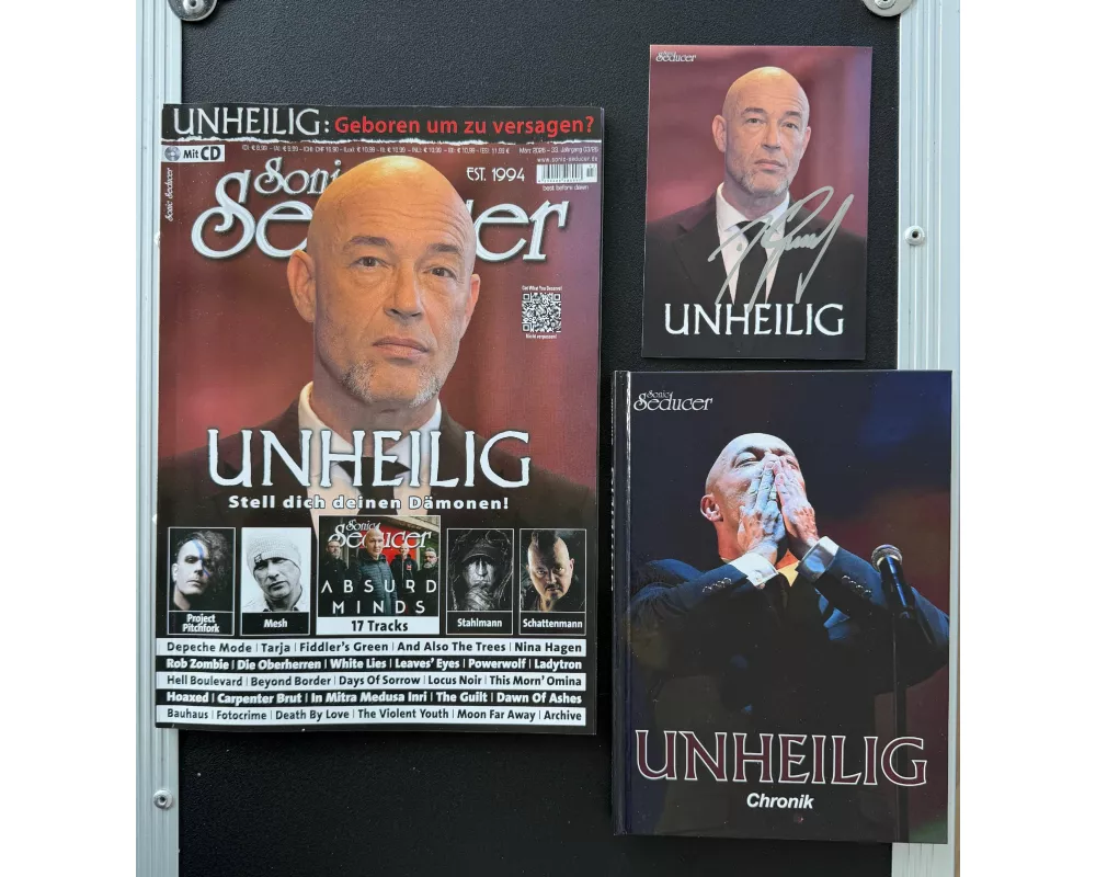 Unheilig signierte Fotokarte + Chronik-Buch + Sonic Seducer 03/2026 Liebe Glaube Monster