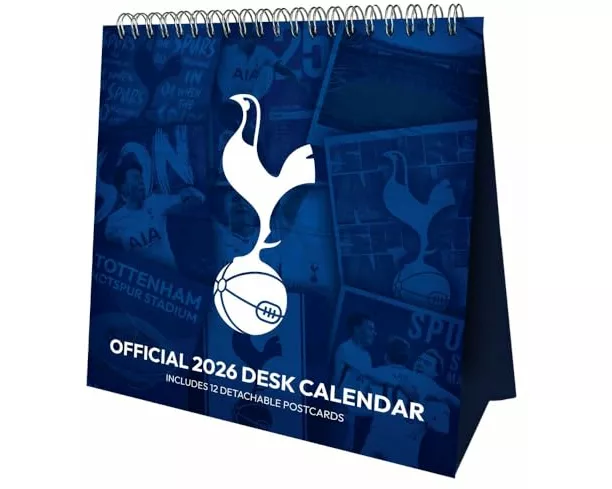 Tottenham Hotspur Fc 2026 Postcard Desk Easel Calendar