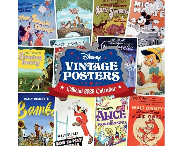 Disney Vintage Posters 2026 Square Calendar
