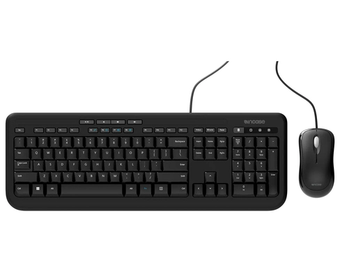 Incase Designed by Microsoft Wired Desktop 600. Keyboard form factor: Full-size (100%). Keyboard style: Straight. Connectivity technology: Wired, Device interface: USB, Keyboard layout: QWERTY, Recommended usage: Universal. Product colour: Black. Mouse included