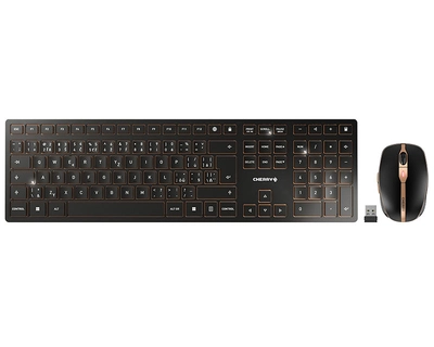 CHERRY DW 9100 SLIM Tastatur Maus eingeschlossen Universal RF Wireless + Bluetooth Tschechisch, Slowakisch Schwarz
