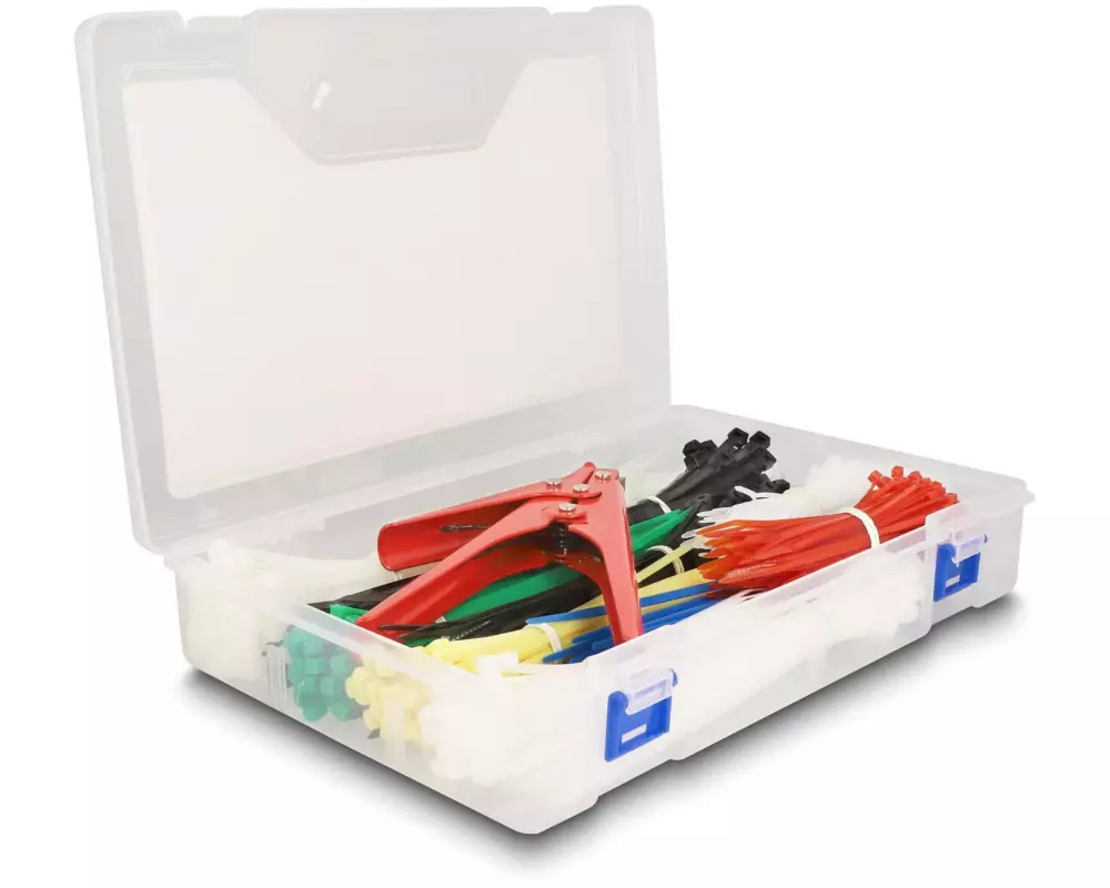 Delock Kabelbinder Sortimentsbox mit Kabelbinderzange 600-teilig