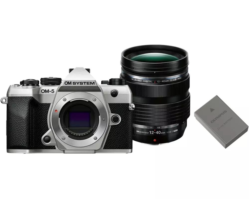 OM-System Fotokamera OM-5 II Silber + 12-40mm + Akku Kit