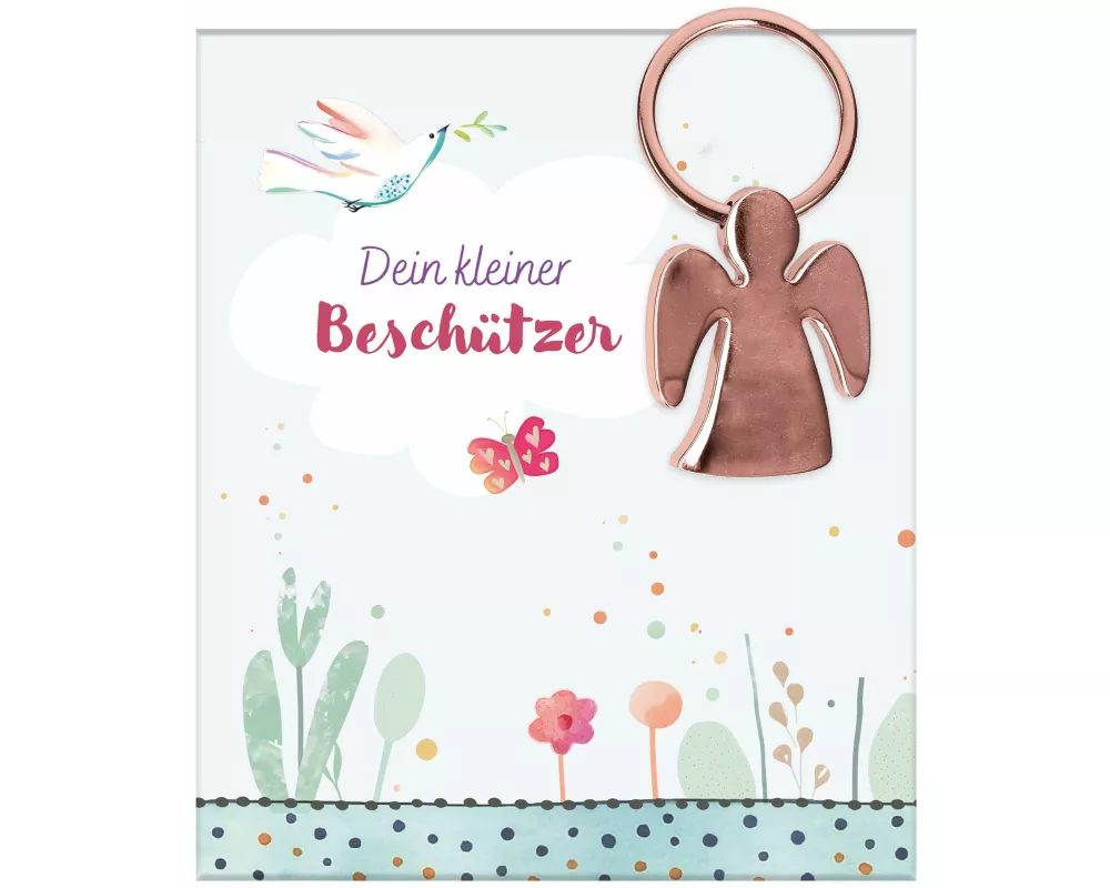 Engel-Schlüsselanhänger aus roségoldfarbenem Metall