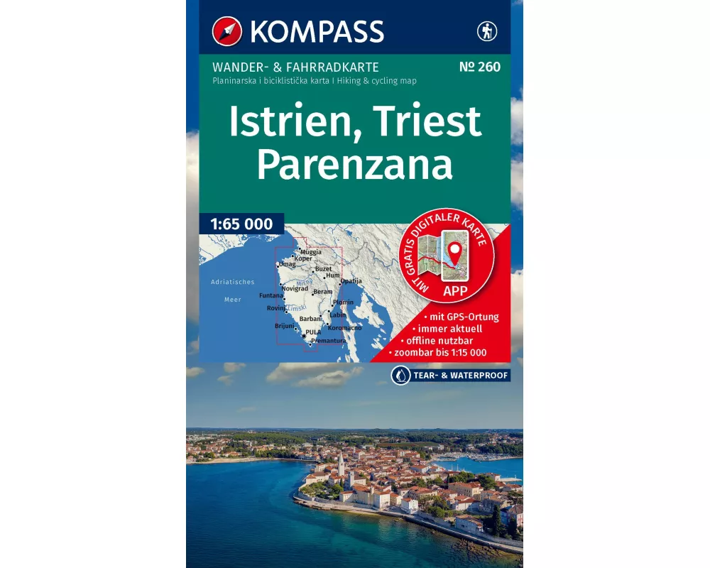 KOMPASS Wanderkarte 260 Istrien, Triest, Parenzana 1:65.000