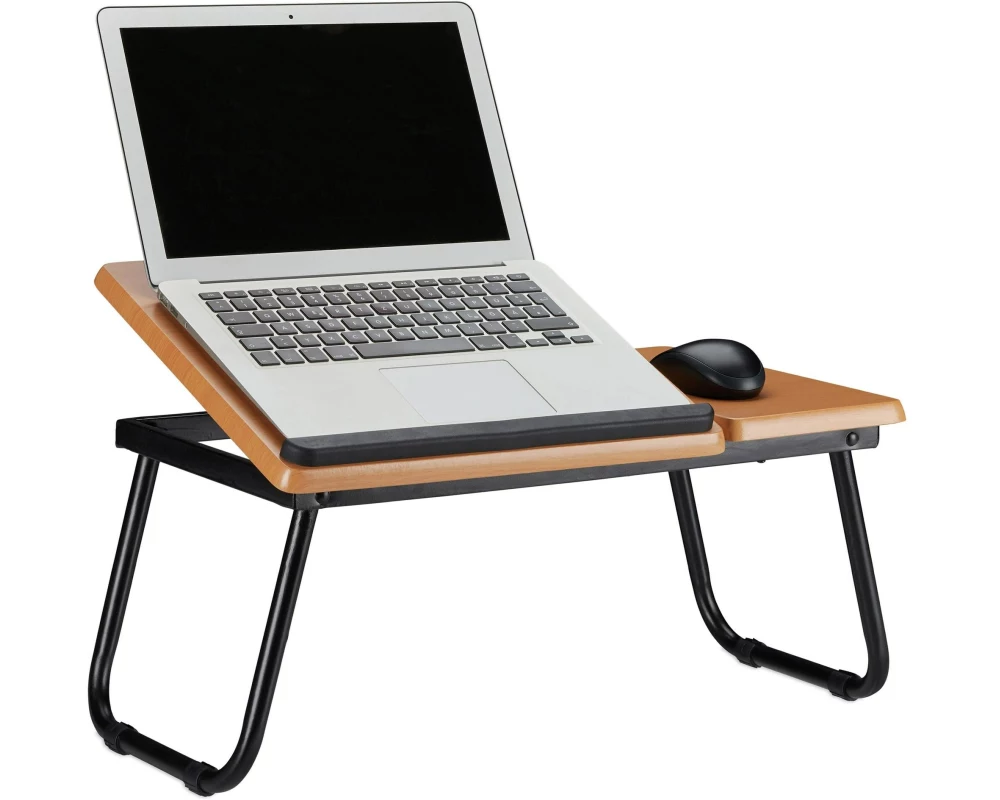 relaxdays Laptoptisch 15 Zoll, Hellbraun / Schwarz