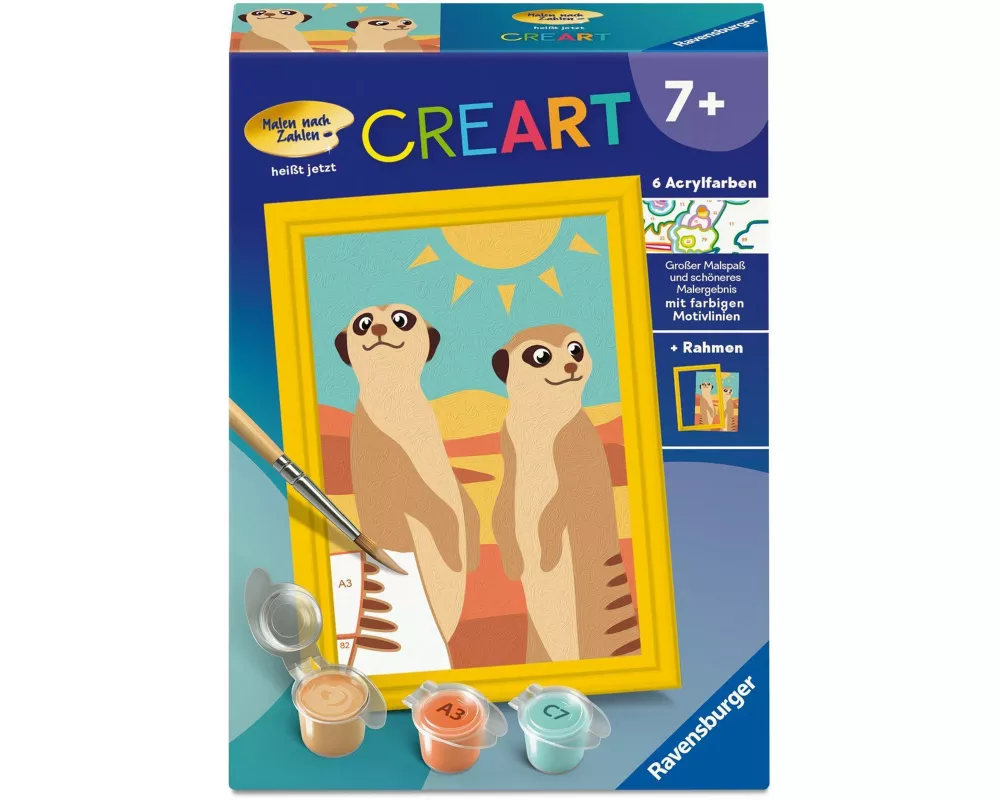 CreArt, Malen nach Zahlen Kinder - Neugierige Erdmännchen