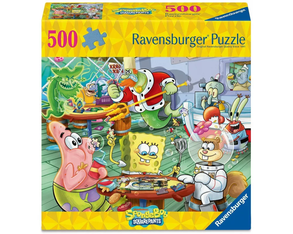 Erwachsenenpuzzle 500 Teile - SpongeBob Schwammkopf - Spieleabend in der Krossen Krabbe
