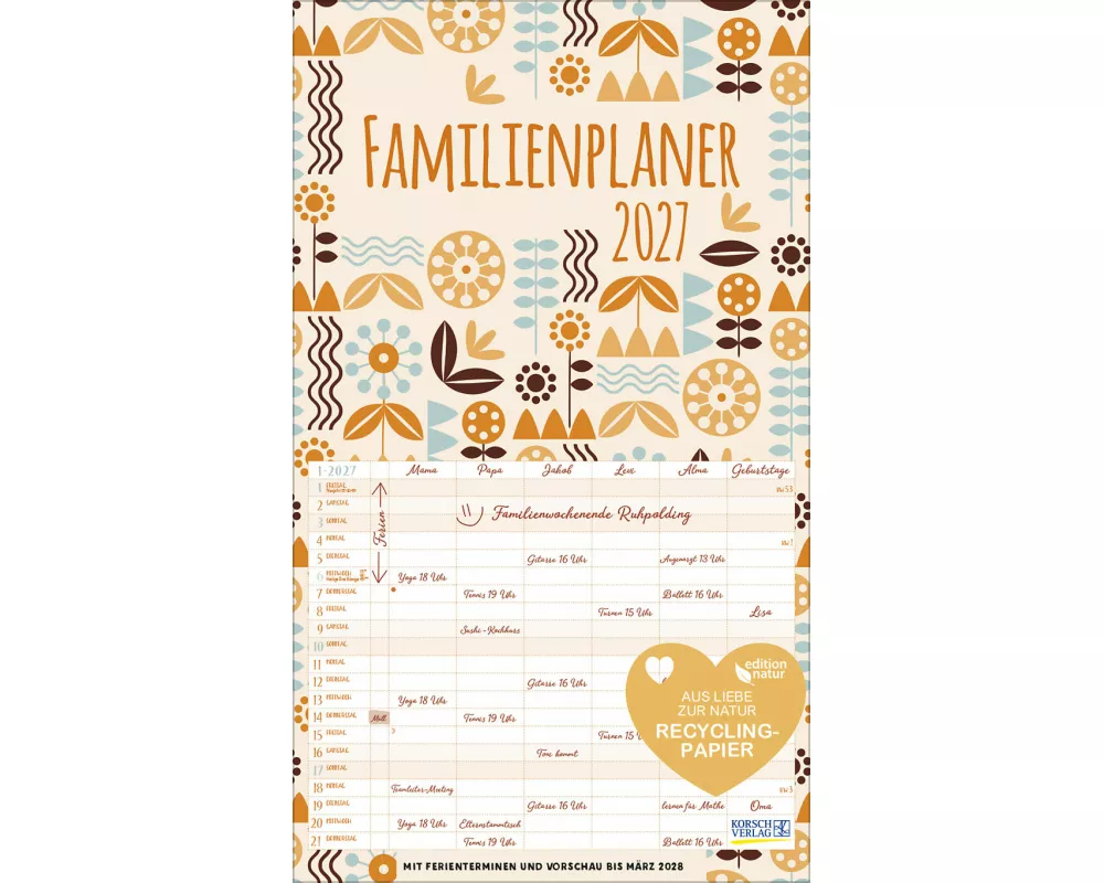 Familienplaner Recyclingpapier 2027