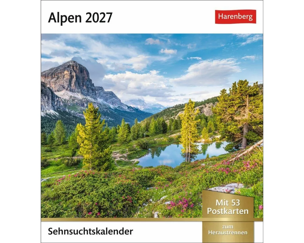 Alpen Sehnsuchtskalender 2027 - Wochenkalender mit 53 Postkarten
