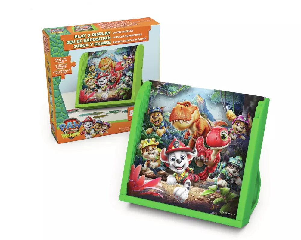 Spinmaster PAW Patrol: The Dino Movie Schicht-Puzzle mit 3D-Effekt und Display