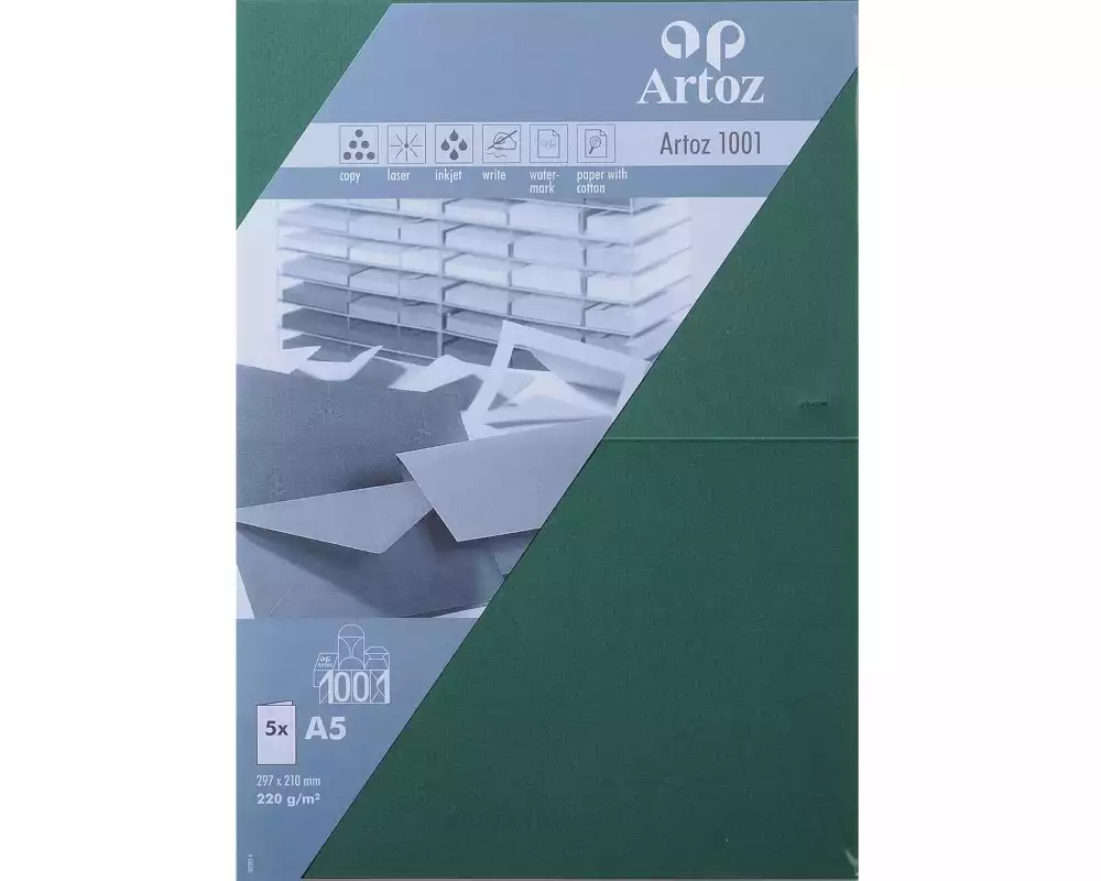 Artoz Blankokarte 1001, A5, 5 Blatt, Racinggreen