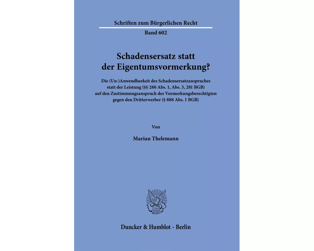 Schadensersatz statt der Eigentumsvormerkung?