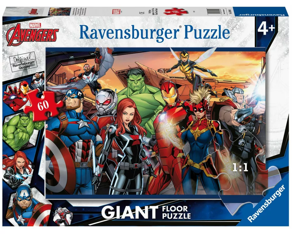 Ravensburger Kinderpuzzle 03094 - Die stärksten Helden aller Zeiten - Bodenpuzzle mit 60 großen Puzzleteilen, für Avengers-Fans ab 4 Jahren