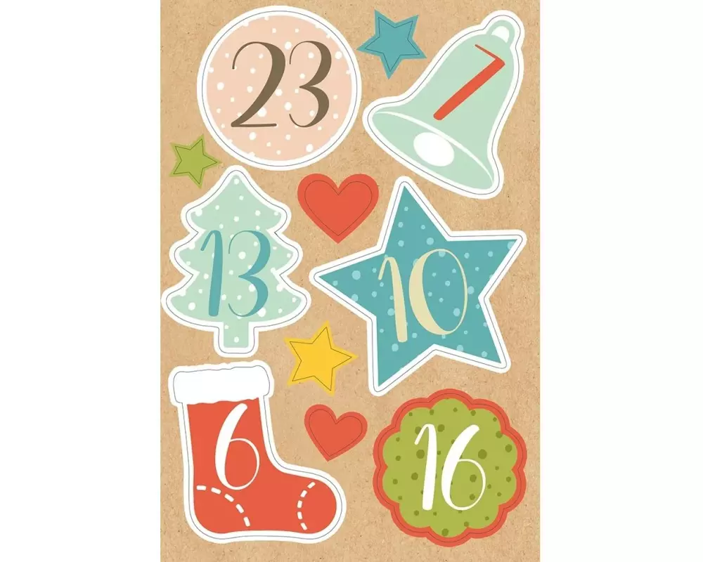 Braun + Company Adventskalender Zahlen Color 4 Blatt, 1-24