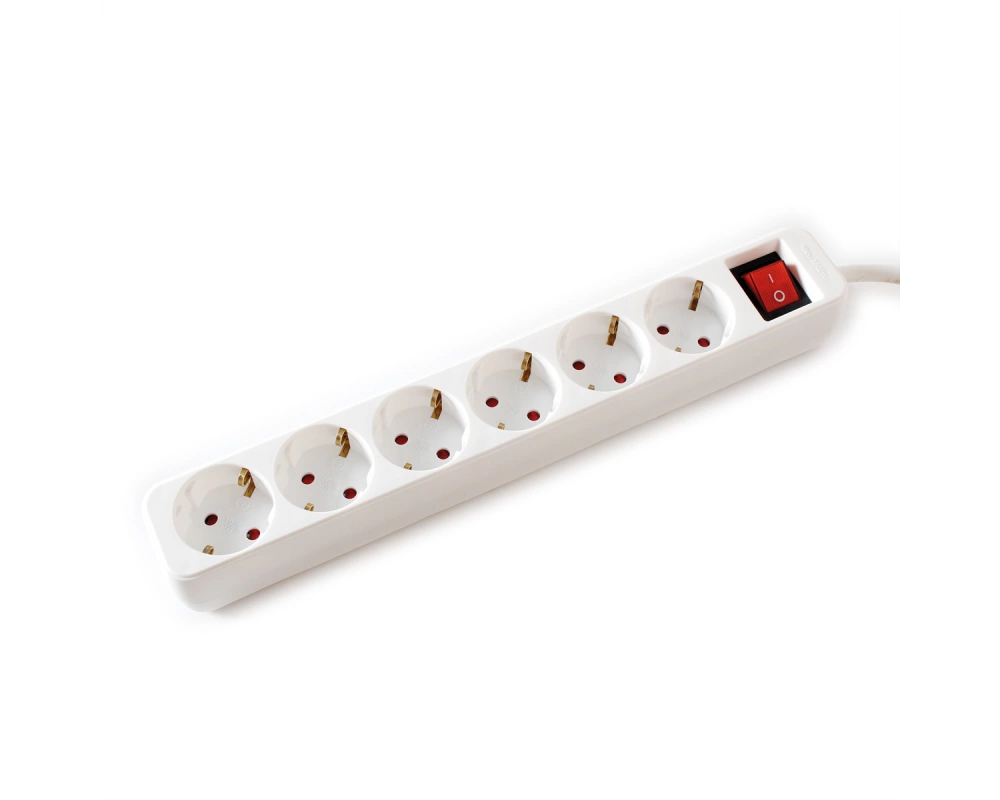 VALUE 6-fach Steckdosenleiste mit Schalter, weiß, 1,5 m