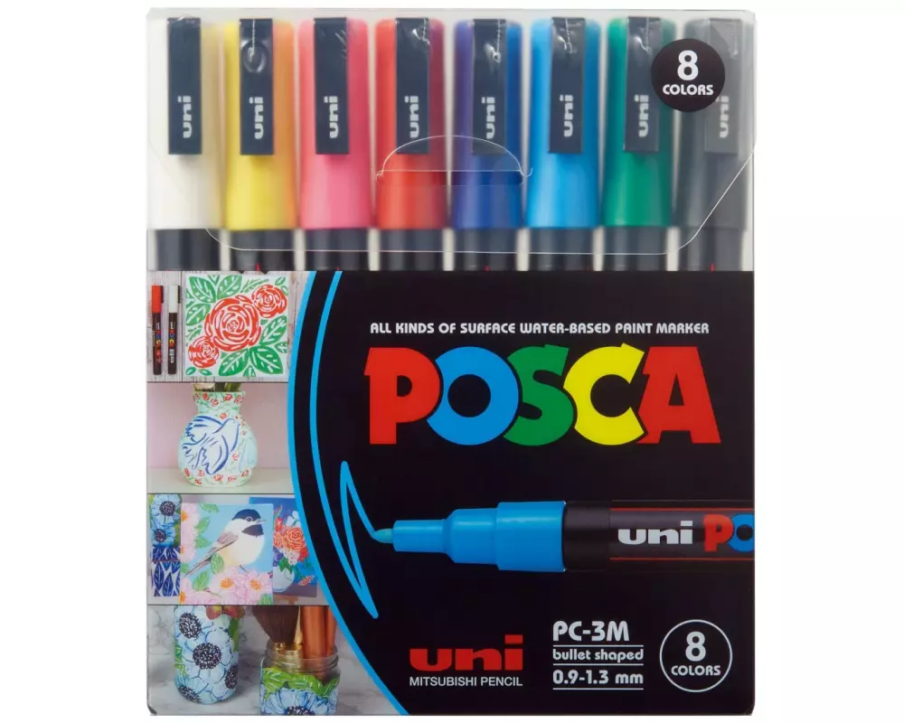 Uni Permanent-Marker POSCA 0.9 - 1.3 mm, 8 Stück