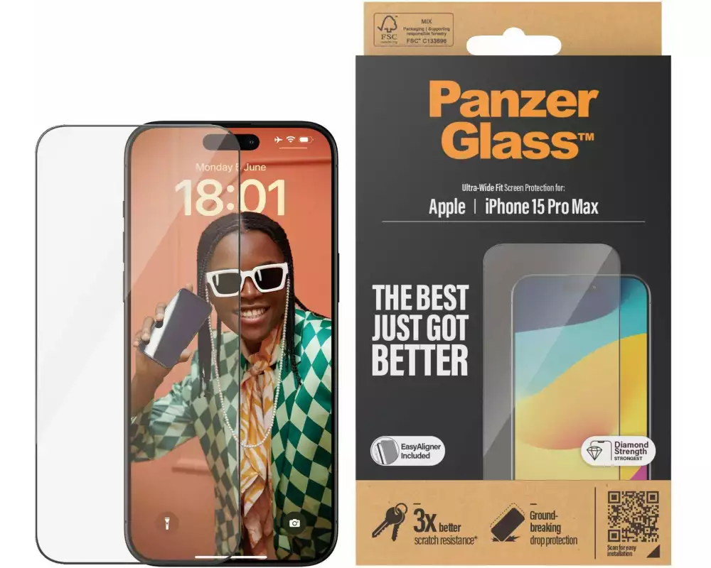 Panzerglass Displayschutz Ultra Wide Fit iPhone 15 Pro Max