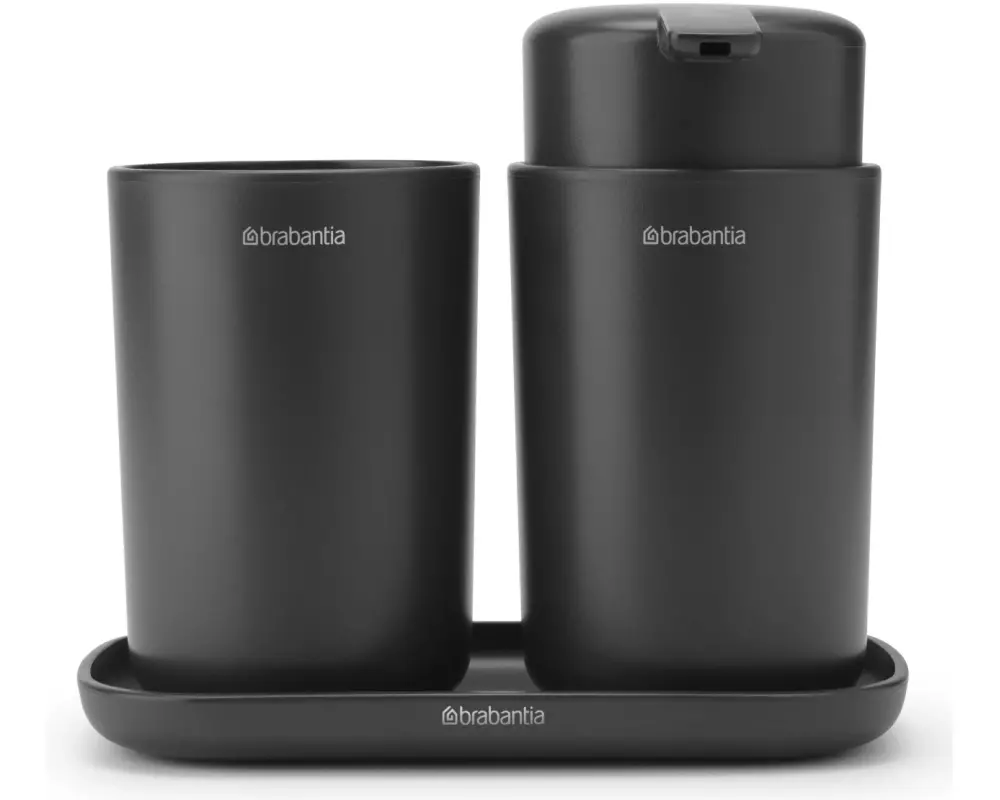 Brabantia Seifenspender-Set ReNew mit Zahnputzbecher / Schale Schwarz