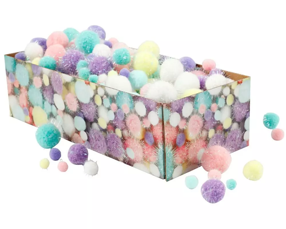 Creativ Company Pompons Glitzer Pastellfarben D 15-40 mm ca. 400