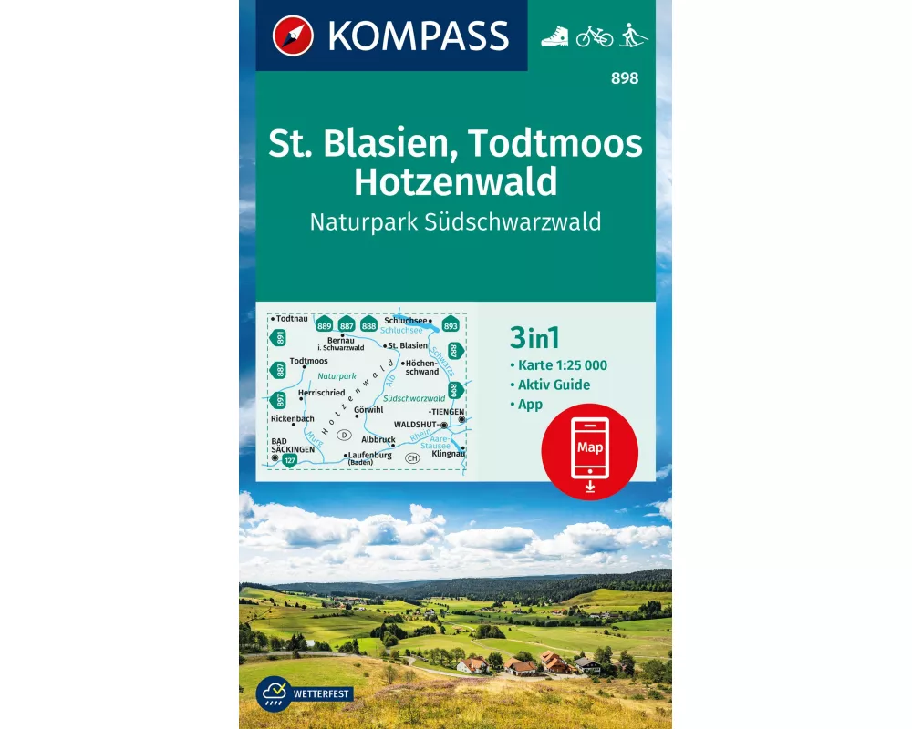 KOMPASS Wanderkarte 898 St. Blasien, Todtmoos, Hotzenwald, Naturpark Südschwarzwald 1:25.000