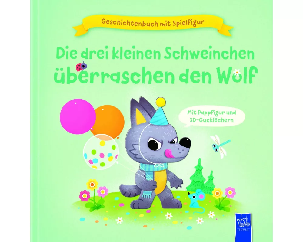 Geschichtenbuch mit Spielfigur -Die drei kleinen Schweinchen überraschen den Wolf