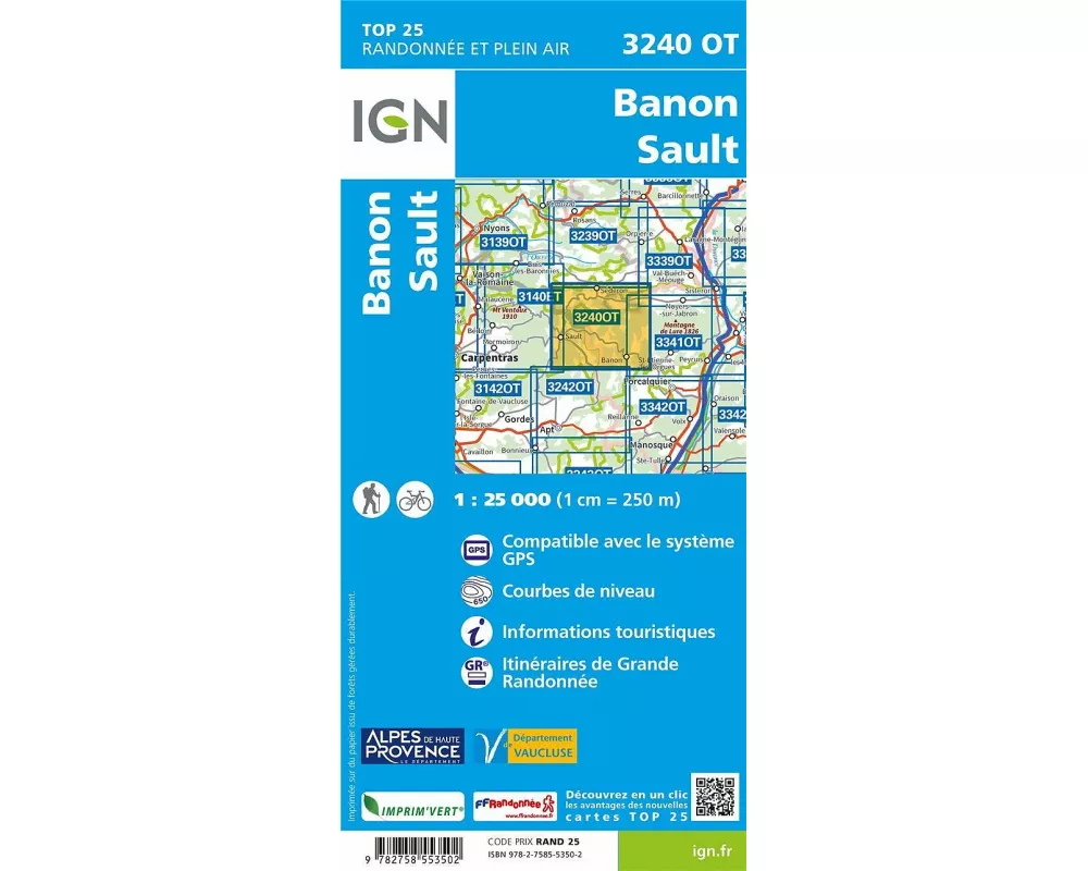 3240OT Banon Sault Plateau de Saint-Christol 1 : 25 000