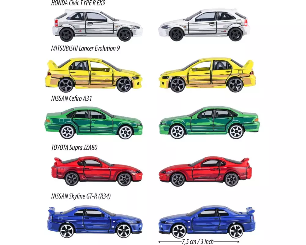 Majorette JDM Legends Anime 5 Pieces Giftpack Metall, 1:64, 5er-Set