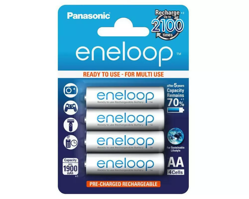 Panasonic Akku Eneloop BK-3MCDE/4BE NiMH AA 2000 mAh, 4 Stück
