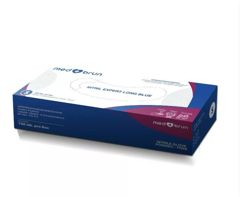 MedBrun Nitril Expert long M, Blau, 100 Stk