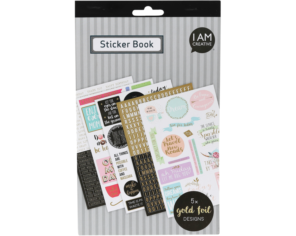 I AM CREATIVE Stickerbook 4087.473 Sprüche, 5 Blatt