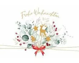 Doppelkarte. Green Karma X-MAS - Weihnachtsstrauß mit Eukalyptus