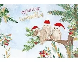 Doppelkarte. Green Karma X-MAS - Eulenfamilie