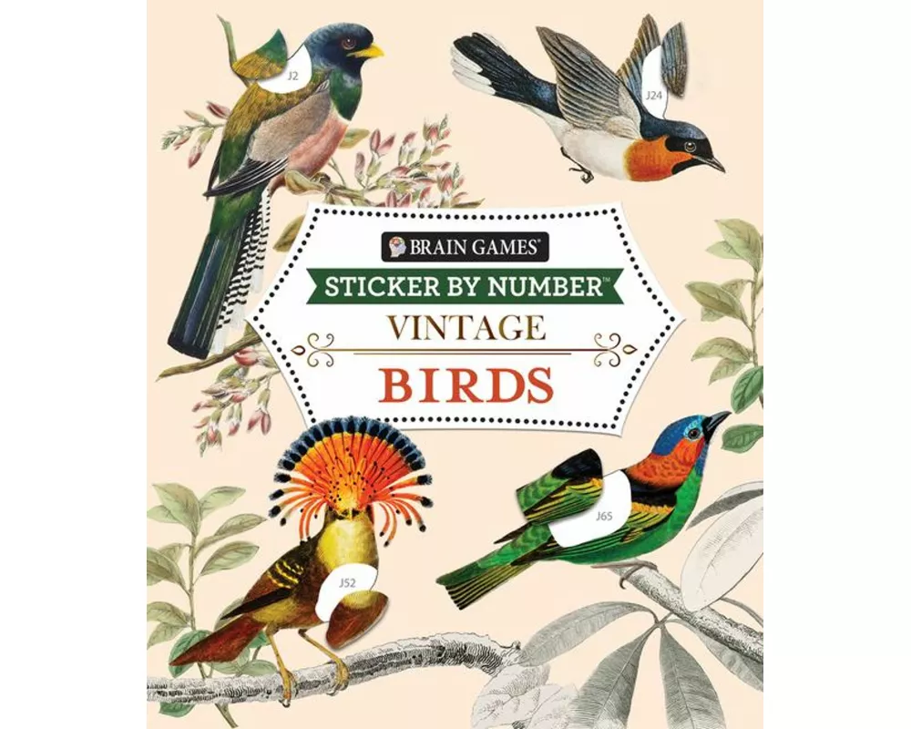 Brain Games - Sticker by Number - Vintage: Birds (28 Images to Sticker)
