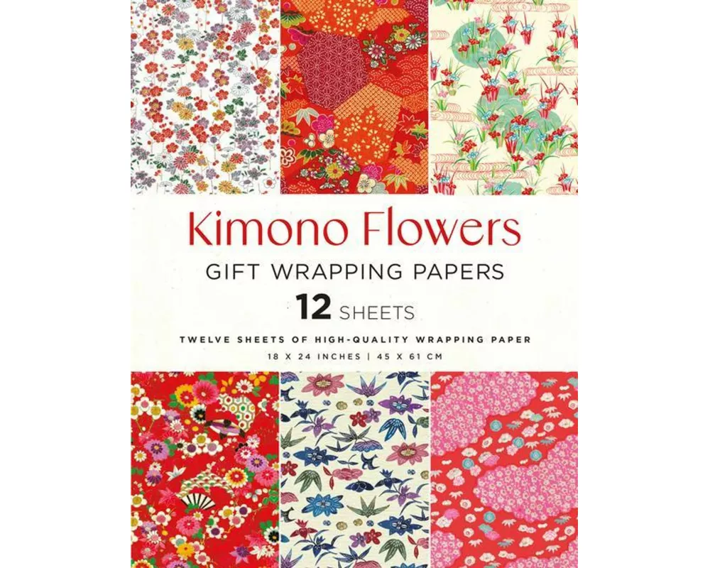 Kimono Flowers Gift Wrapping Papers - 12 sheets