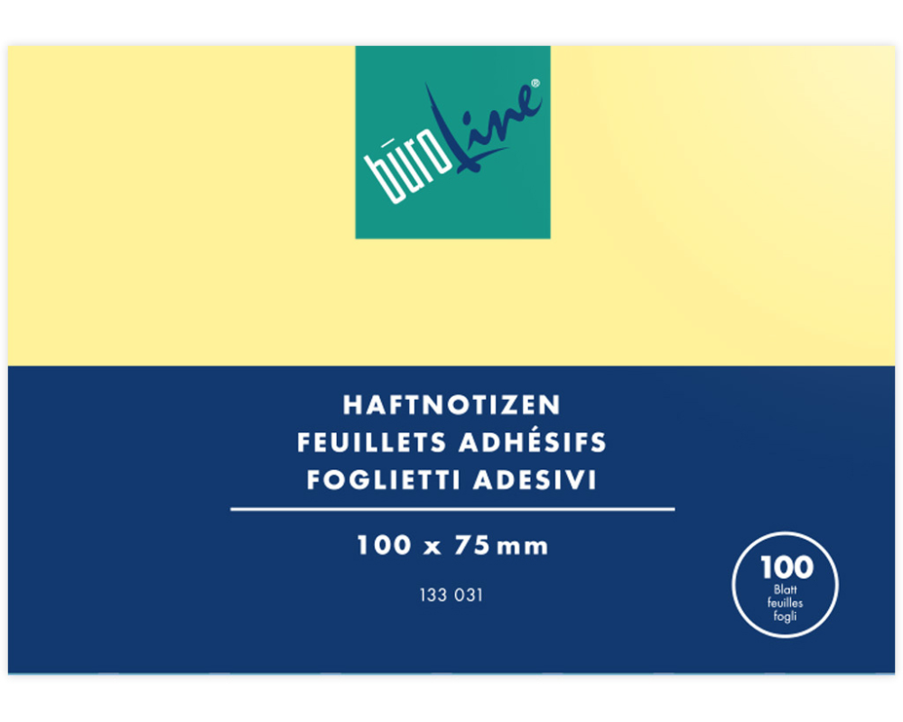 BÜROLINE Haftnotizen 100x75mm 133031 gelb 100 Blatt