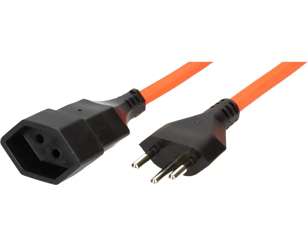 maxTex Textil-Verlängerung H05VV-F3G1.0, 3 m Typ 12/Typ 13, Orange