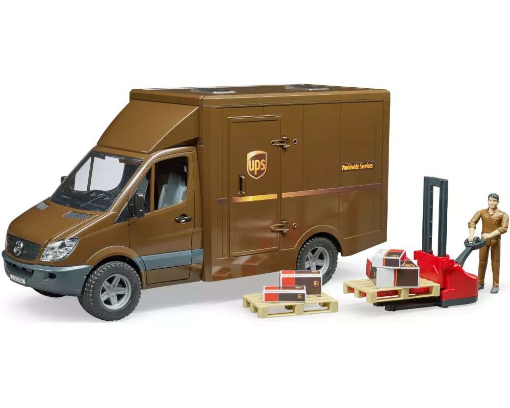Bruder Spielwaren MB Sprinter UPS mit Fahrer und Zubehör