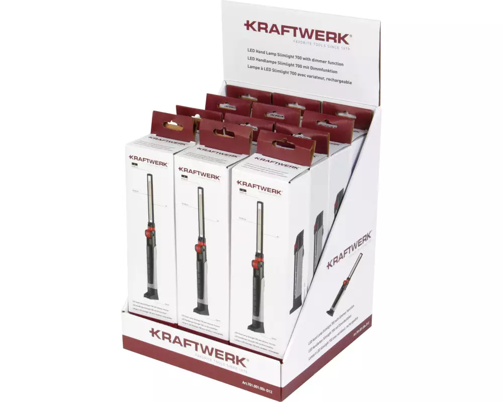 Kraftwerk Akku-Lampe 12 x LED Handlampe Slimlight 700, 3.7 V, 2600 mAh