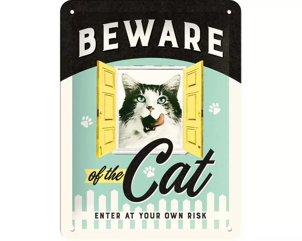 Nostalgic Art Schild Beware of the Cat 15 x 20 cm, Metall