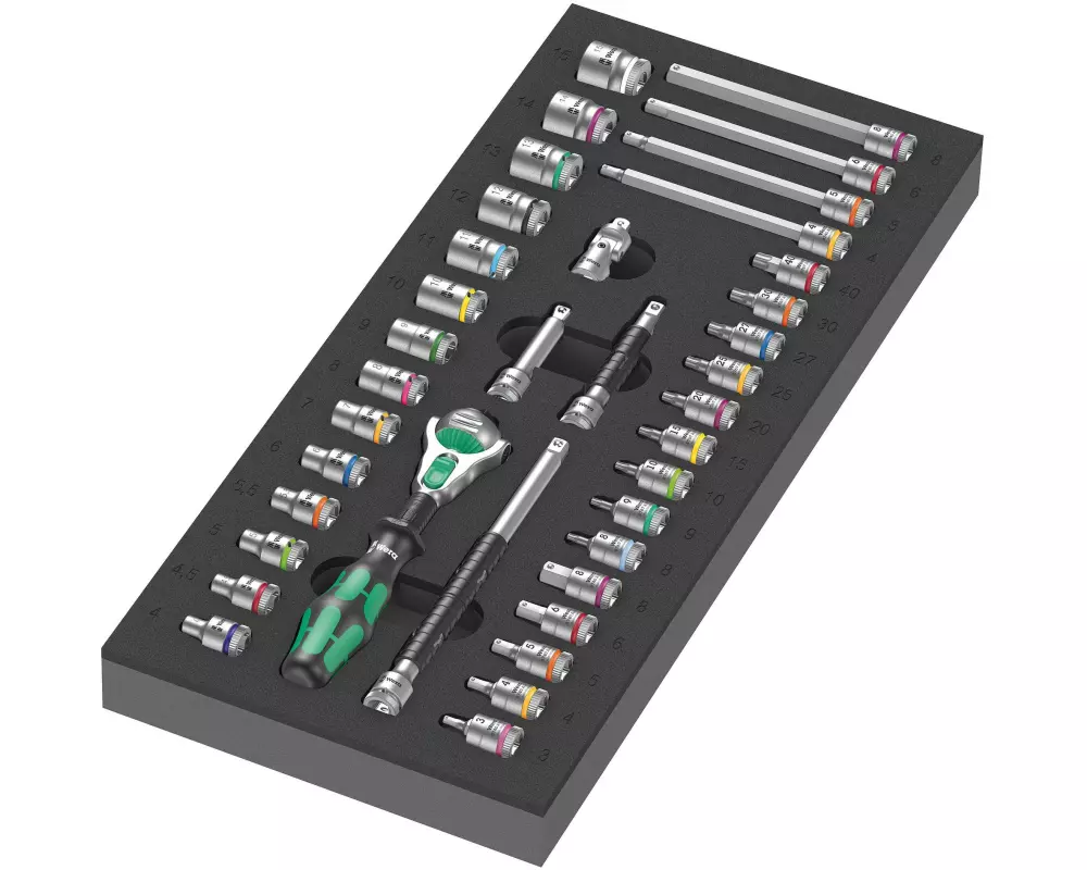 Wera Knarren-Satz 8000 A Zyklop 9720 Schaumstoffeinlage, 37-tlg