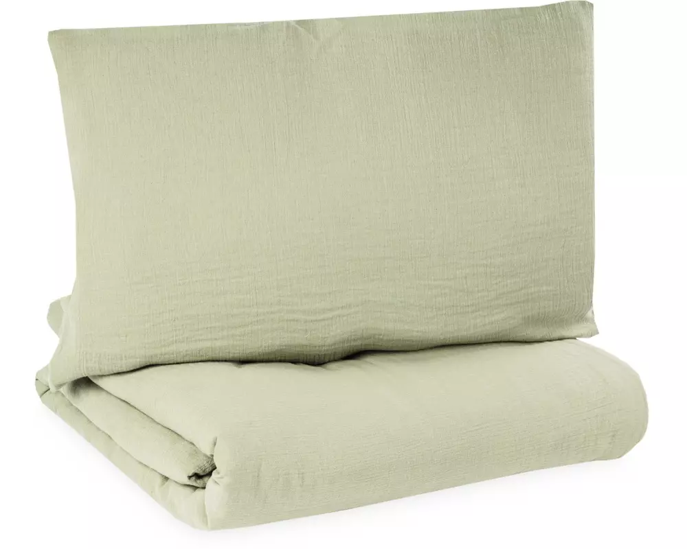 Julius Zöllner Kinderbettwäsche Musselin Lime 100 x 135 cm + 40 x 60 cm