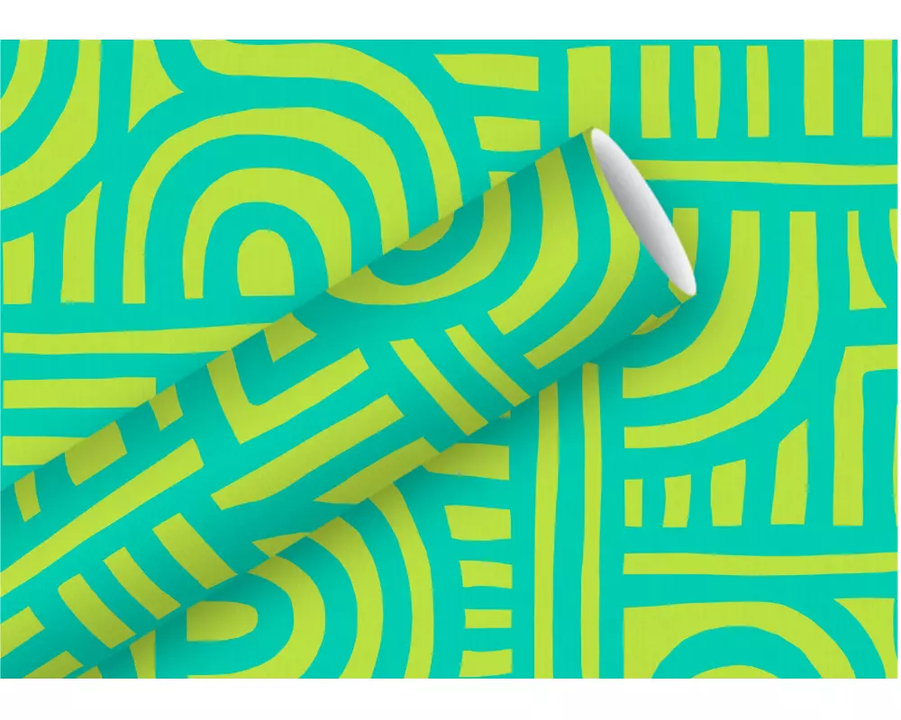 Braun + Company Geschenkpapier By Nature Labyrinth 2 m x 70 cm, Türkis
