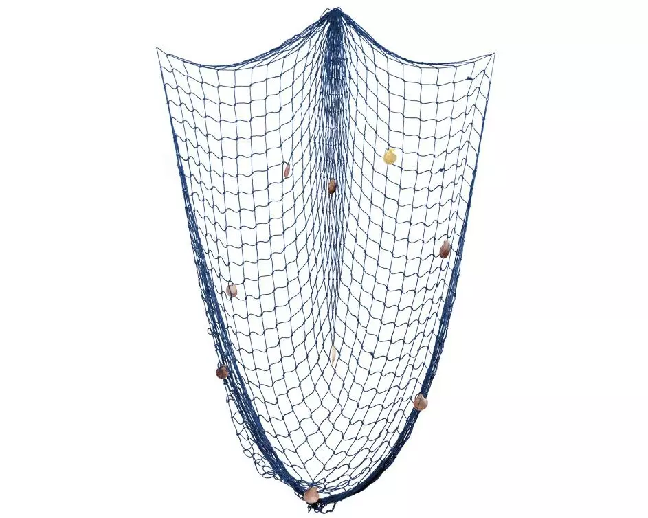 Dekomat AG Aufhänger Fischernetz mit Muscheln, Blau, 150 cm