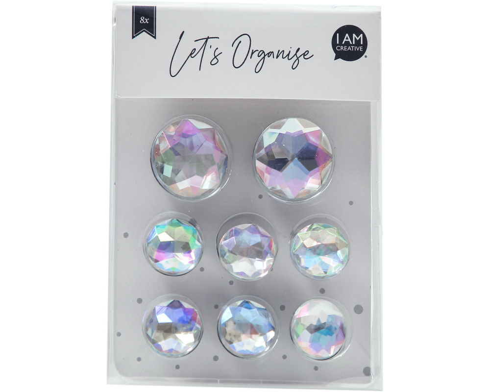 I AM CREATIVE Magnet Juwel Let`s Organize MAA4035.62 Acrylglas, irisierend 8 Stück