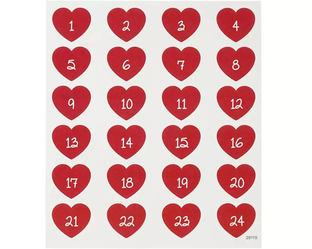 Creativ Company Adventskalender-Zahlen Herz 24 Sticker